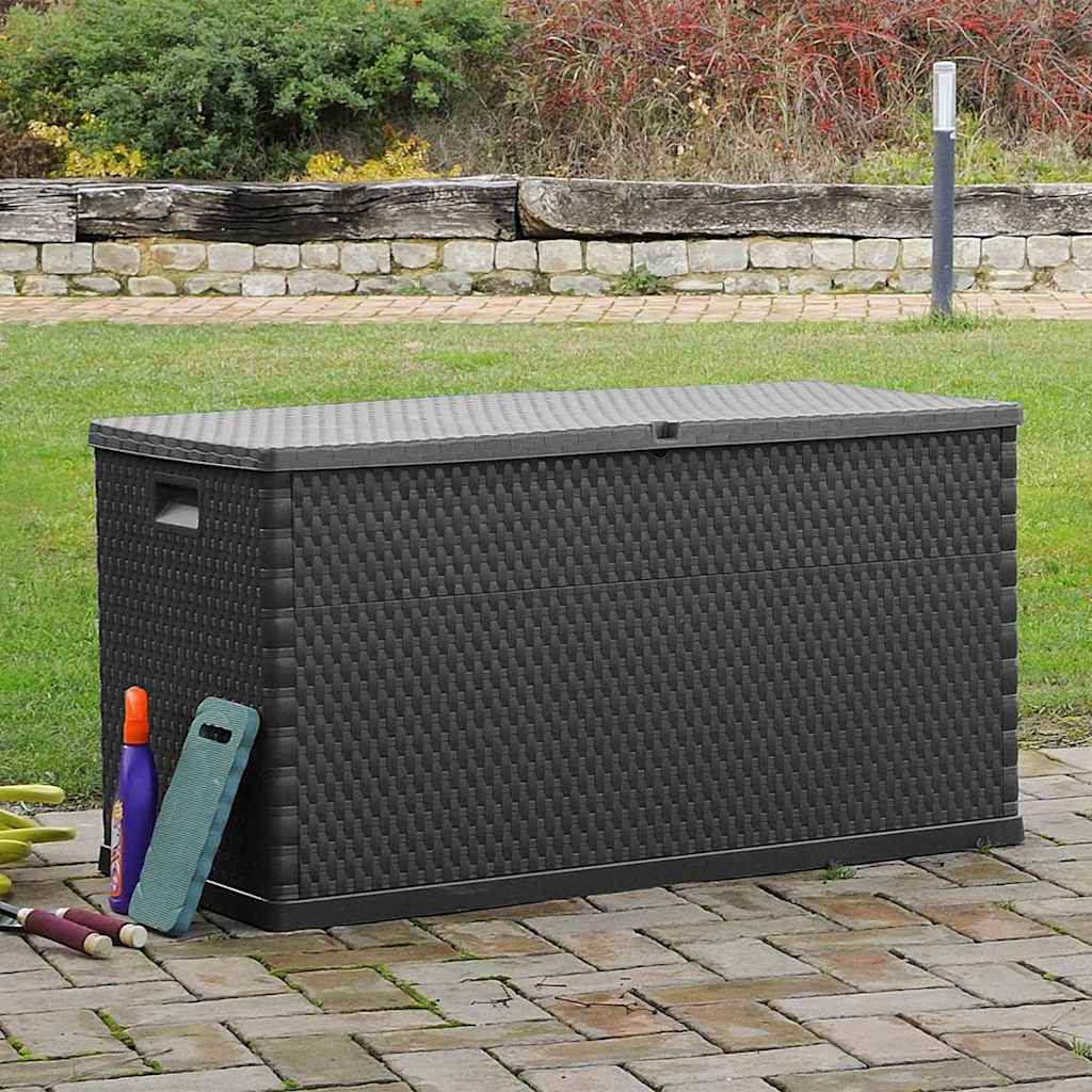 vidaXL Tuinbox 120x56x63 cm polypropeen rattan antracietkleurig - Aashly