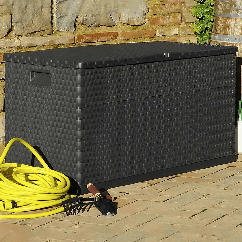 vidaXL Tuinbox 120x56x63 cm polypropeen rattan antracietkleurig - Aashly