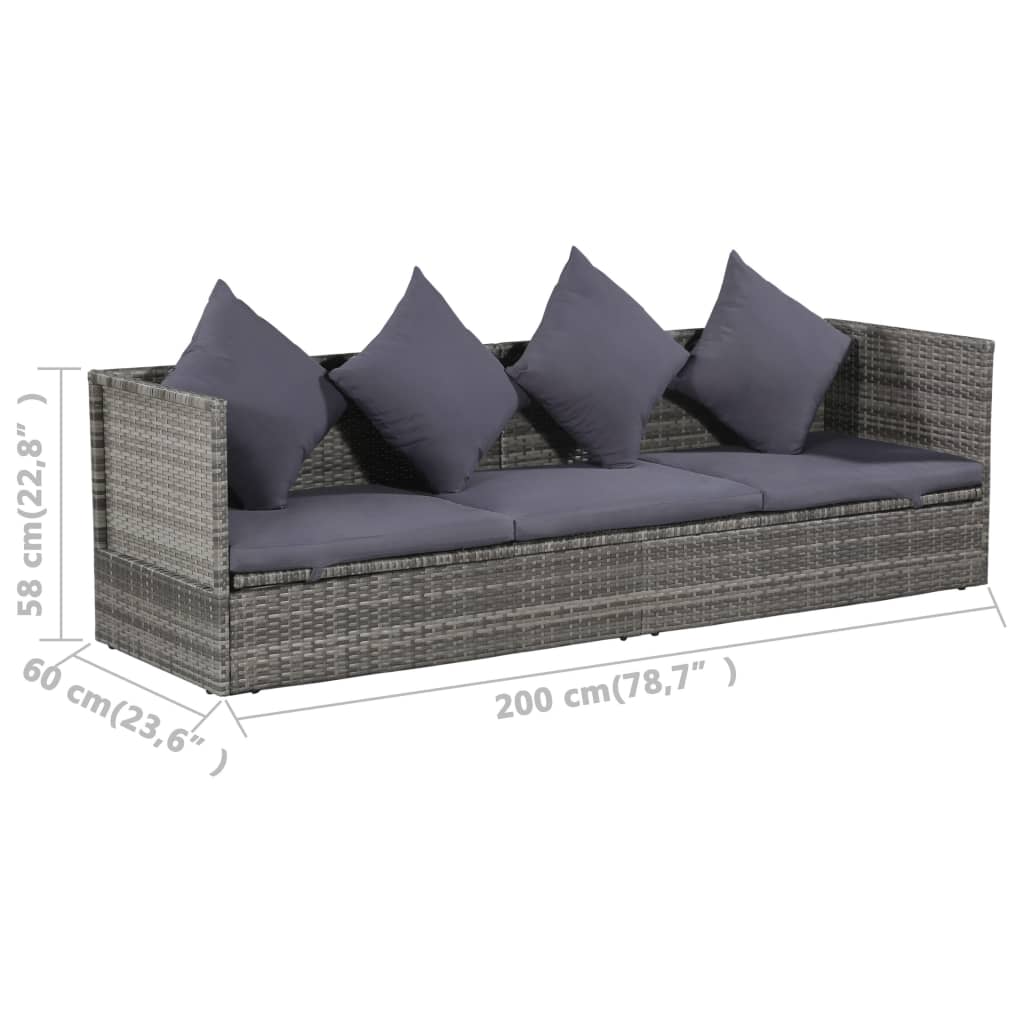 vidaXL Tuinbed 200x60 cm poly rattan grijs - Aashly