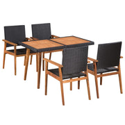 vidaXL 5-Piece Garden Set Poly Rattan Black and Brown