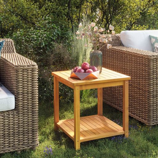 vidaXL Bijzettafel 45x45x45 cm massief acaciahout - Aashly