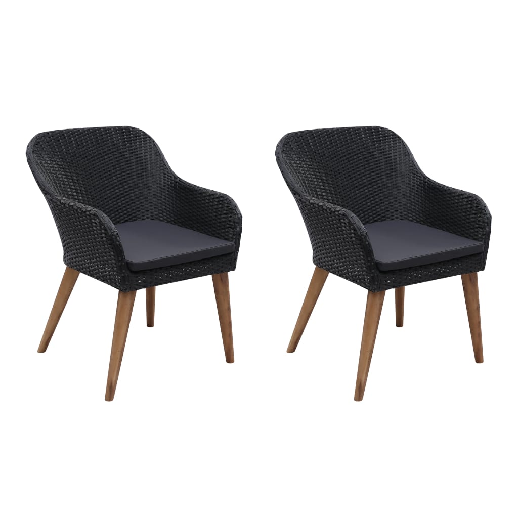 vidaXL Tuinstoelen 2 st met kussens poly rattan bruin - Aashly