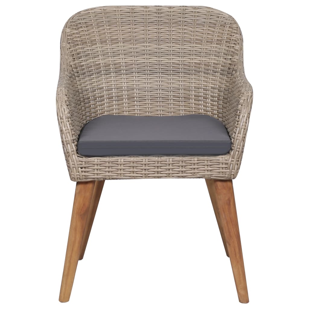 vidaXL Tuinstoelen 2 st met kussens poly rattan bruin - Aashly