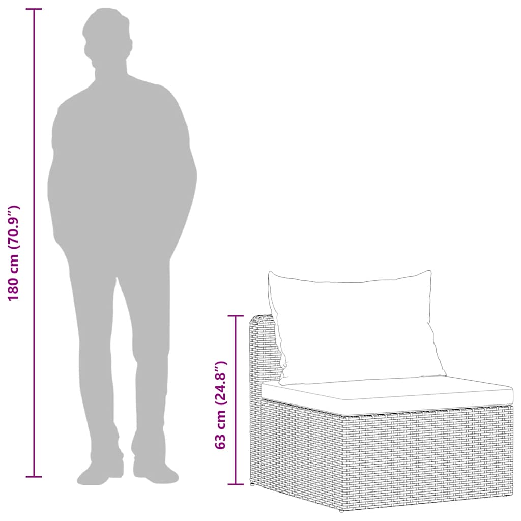 vidaXL 3-delige Loungeset met kussens poly rattan grijs - Aashly