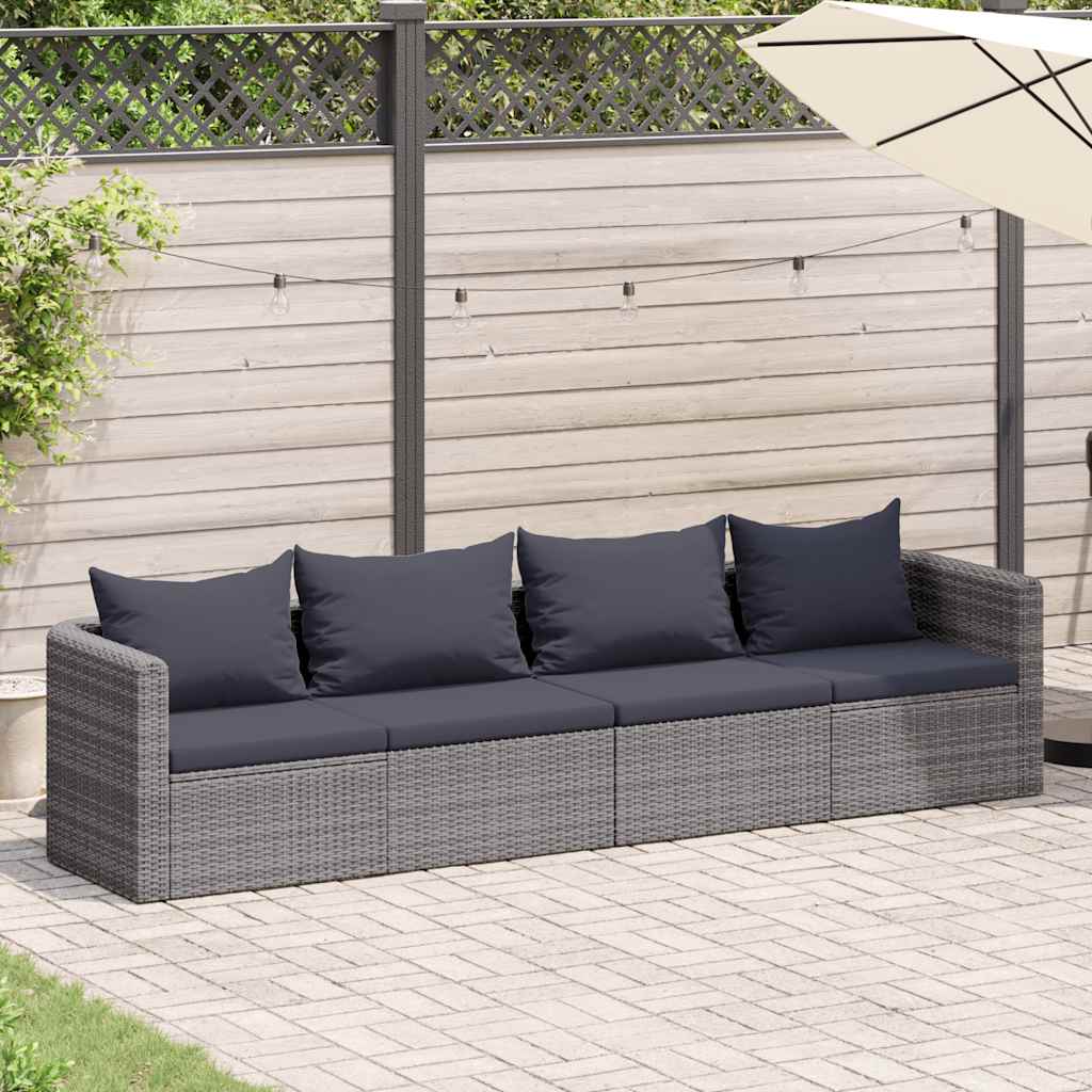 vidaXL 3-delige Loungeset met kussens poly rattan grijs - Aashly