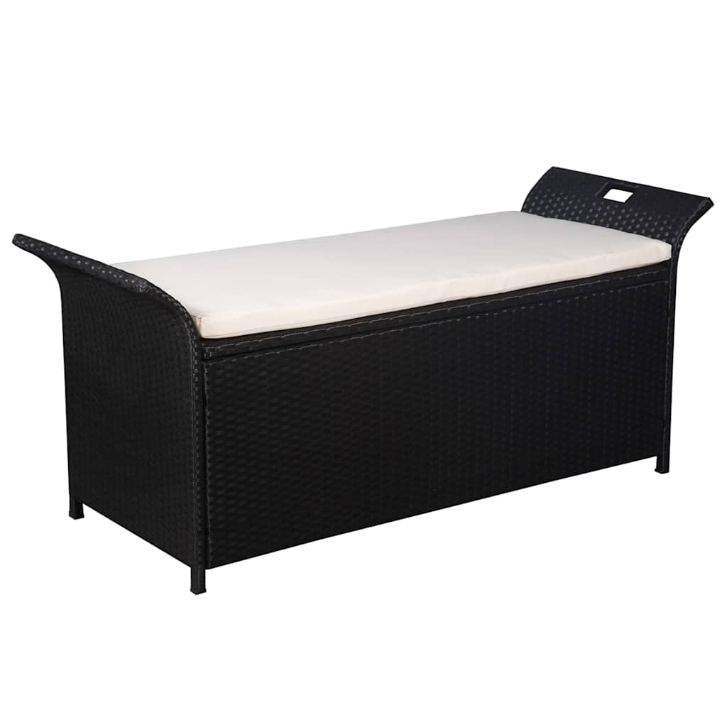 vidaXL Opbergbankje met kussen 138 cm poly rattan bruin - Aashly