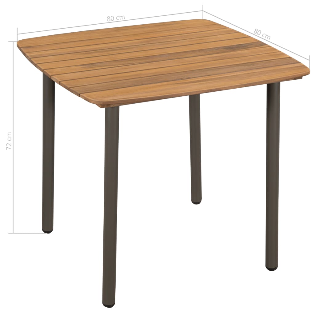 vidaXL Tuintafel 80x80x72 cm massief acaciahout en staal - Aashly
