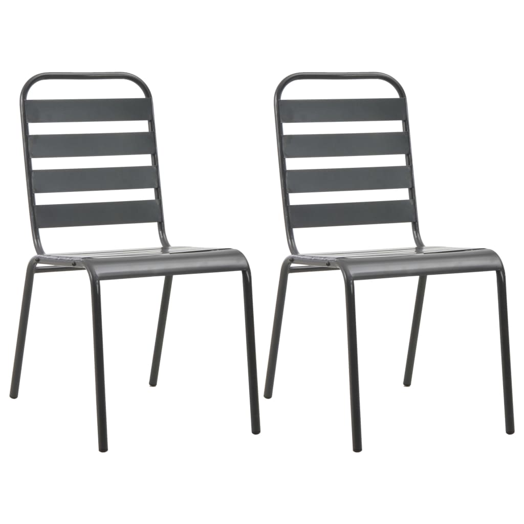 vidaXL Tuinstoelen 4 st gelat ontwerp staal donkergrijs - Aashly