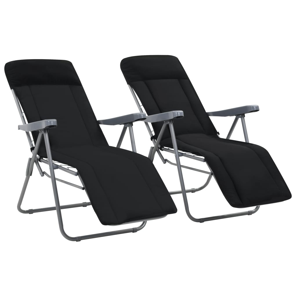 vidaXL Tuinstoelen met kussen inklapbaar 2 st grijs - Aashly