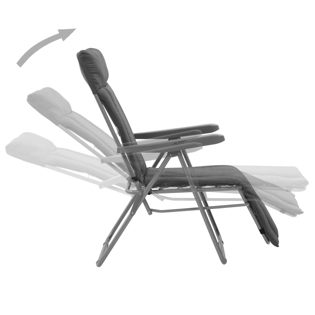 vidaXL Tuinstoelen met kussen inklapbaar 2 st grijs - Aashly