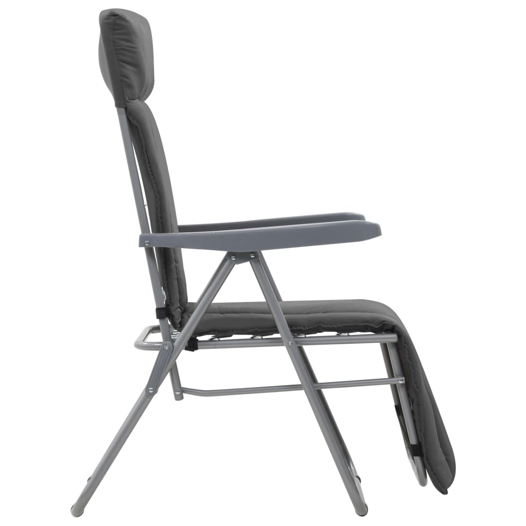 vidaXL Tuinstoelen met kussen inklapbaar 2 st grijs - Aashly
