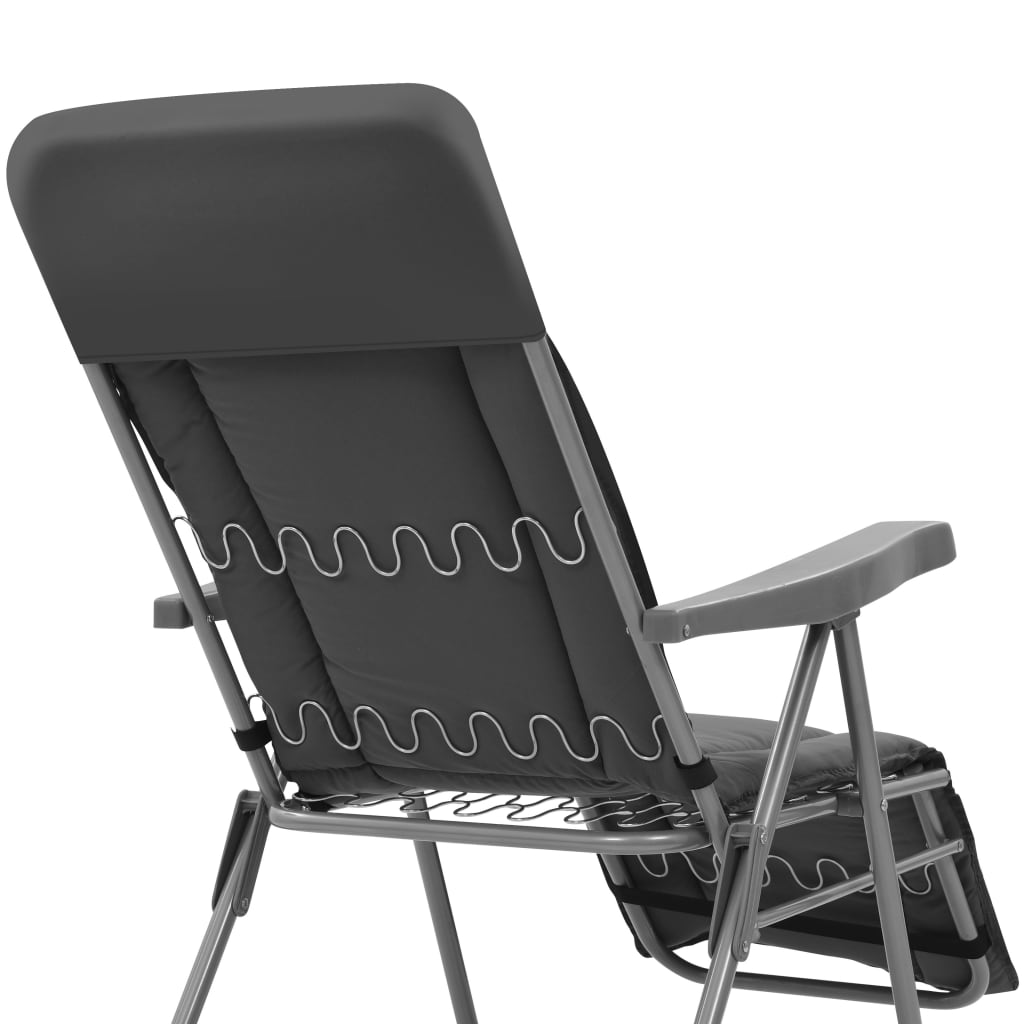 vidaXL Tuinstoelen met kussen inklapbaar 2 st grijs - Aashly