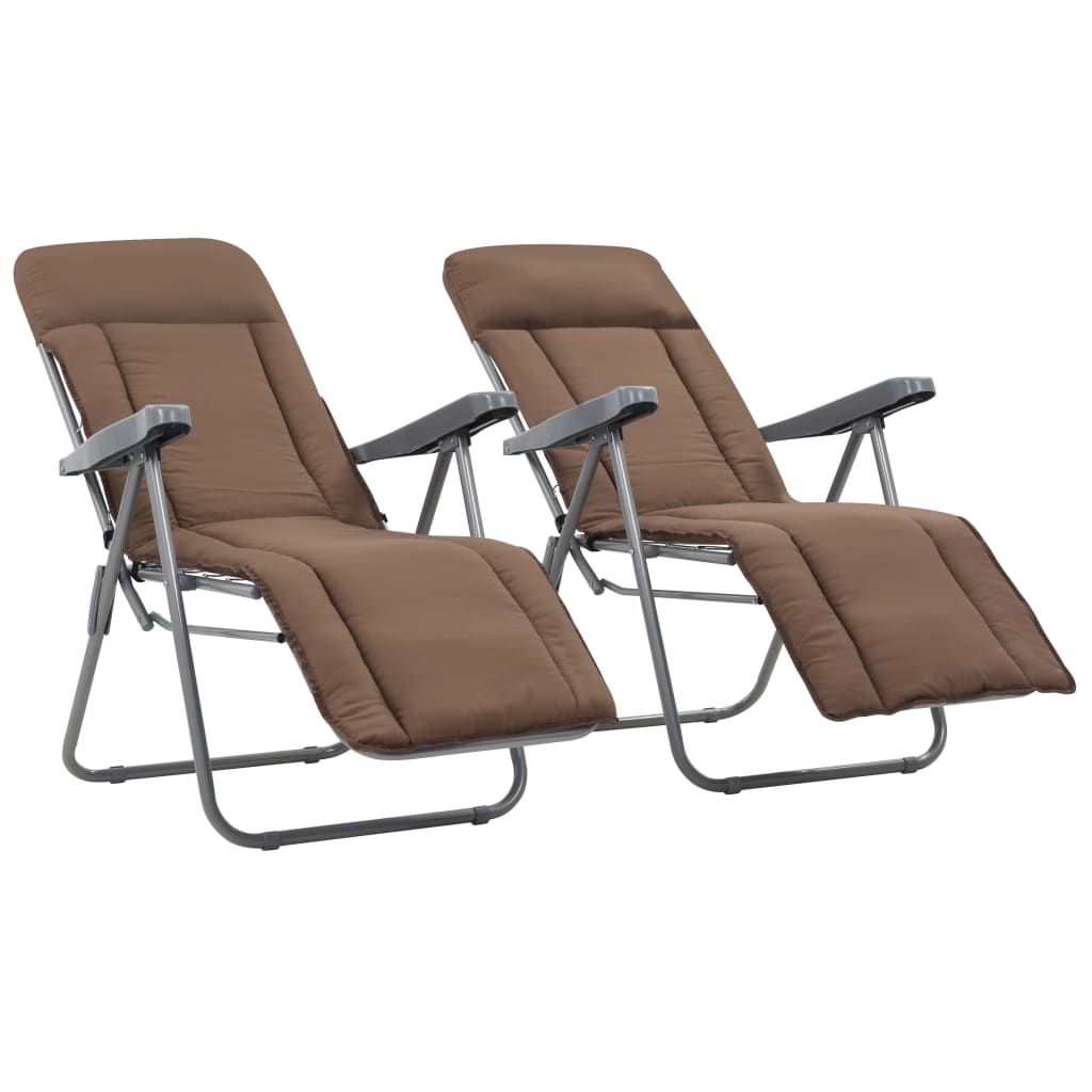 vidaXL Tuinstoelen met kussen inklapbaar 2 st grijs - Aashly