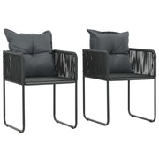 vidaXL Tuinstoelen 4 st met kussens poly rattan zwart