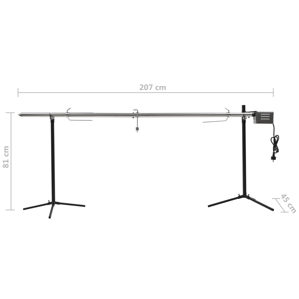 vidaXL Automatische barbecue met motor 207x45x81 cm roestvrij staal - Aashly