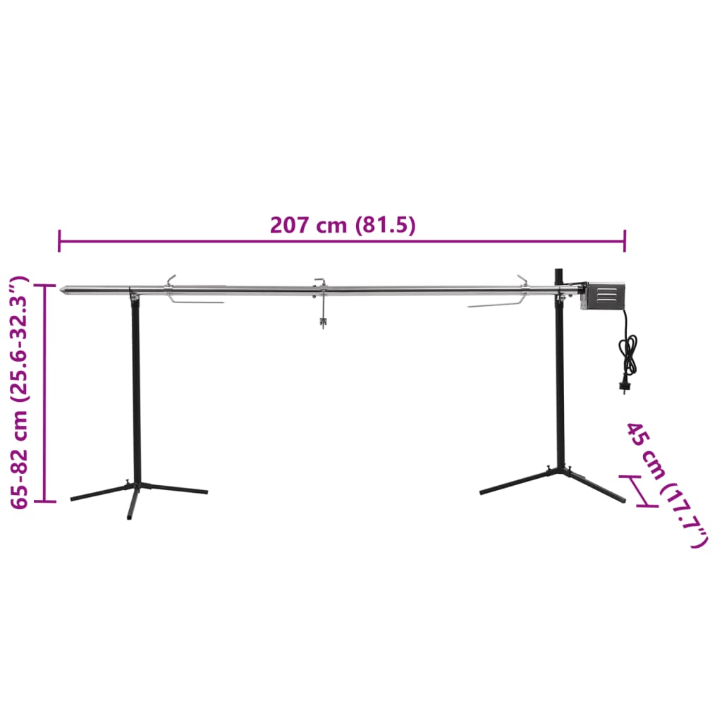 vidaXL Automatische barbecue met motor 207x45x81 cm roestvrij staal - Aashly