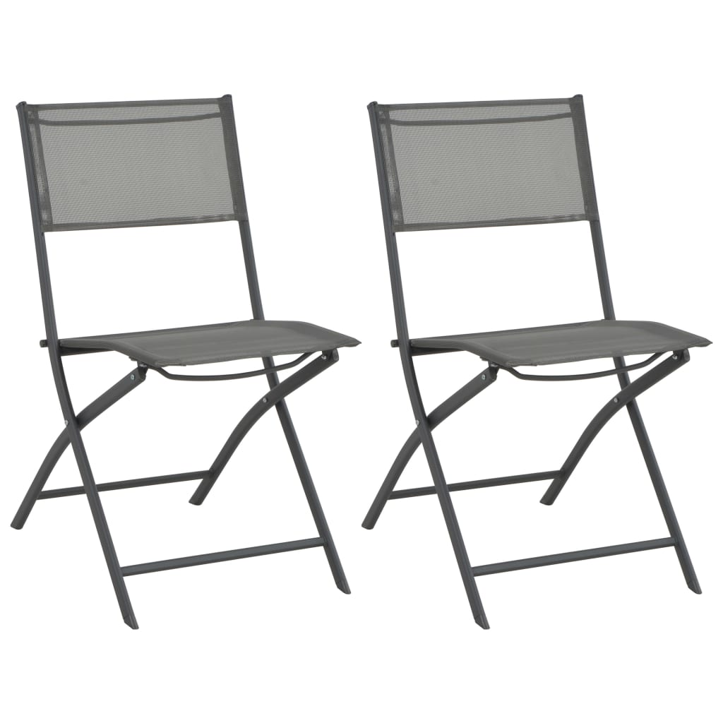 vidaXL Tuinstoelen inklapbaar 2 st staal en textileen zwart - Aashly