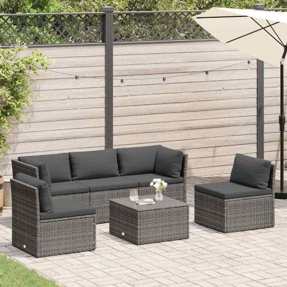 vidaXL 4-delige Loungeset met kussens poly rattan bruin - Aashly