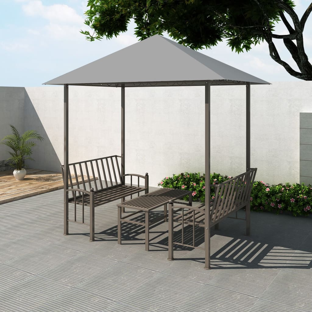 vidaXL Tuinpaviljoen met tafel en bankjes 2,5x1,5x2,4 m antraciet - Aashly