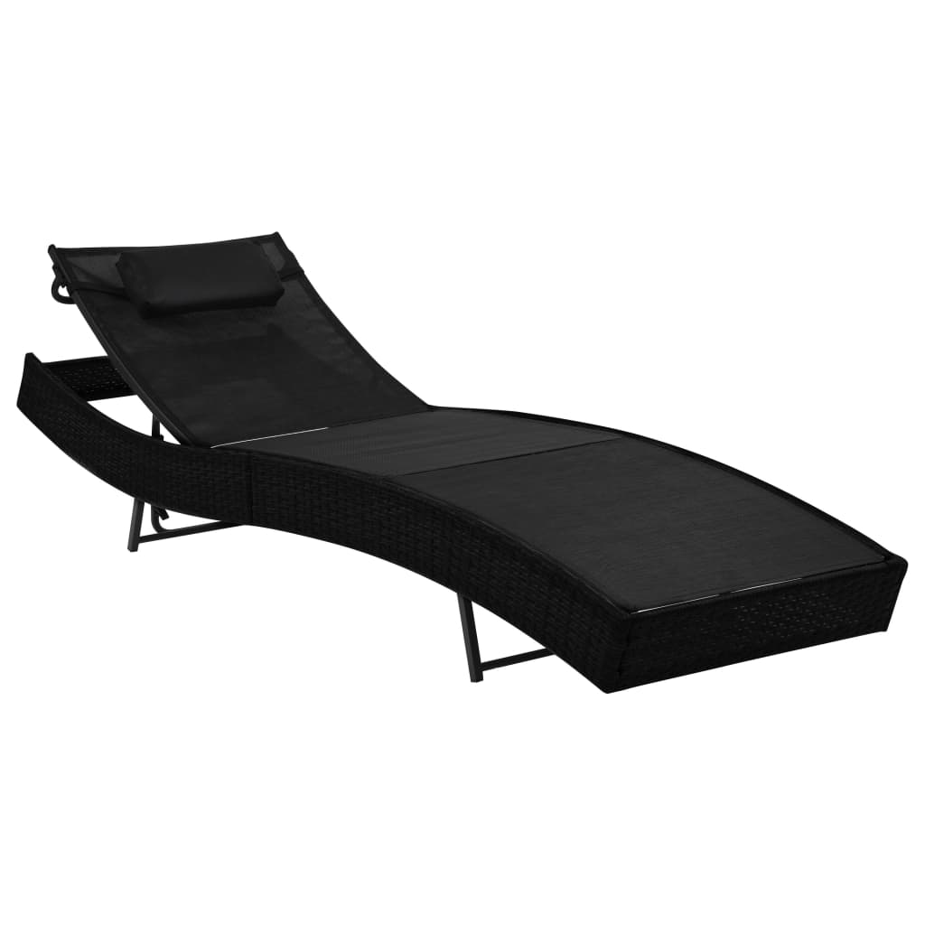 vidaXL Ligbedden 2 st met tafel poly rattan en textileen zwart - Aashly