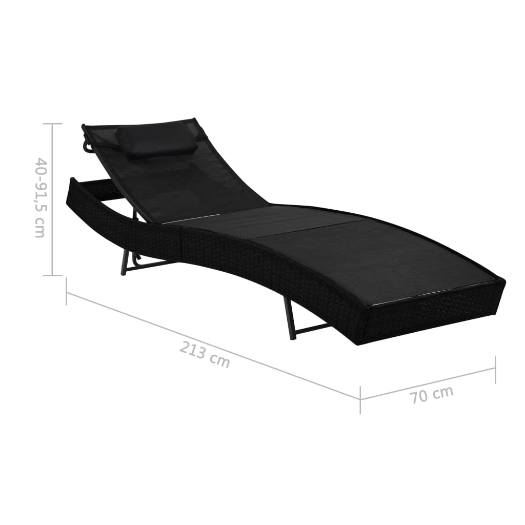 vidaXL Ligbedden 2 st met tafel poly rattan en textileen zwart - Aashly