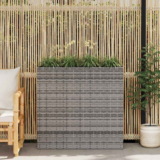 vidaXL Plantenbak verhoogd met 4 potten poly rattan zwart - Aashly