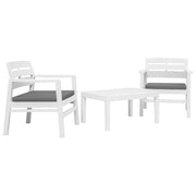 vidaXL 3-piece lounge set plastic white
