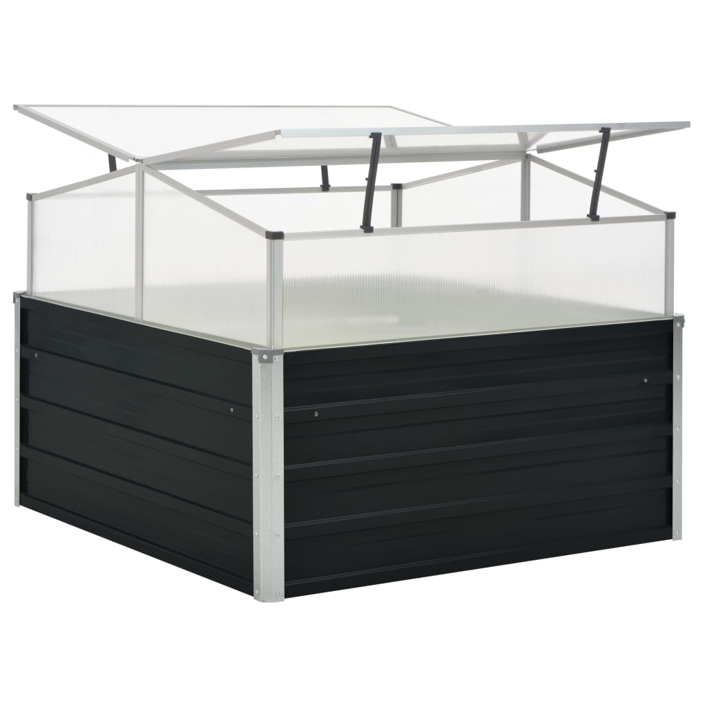 vidaXL Tuinkas 100x100x77 cm gegalvaniseerd staal antraciet - Aashly