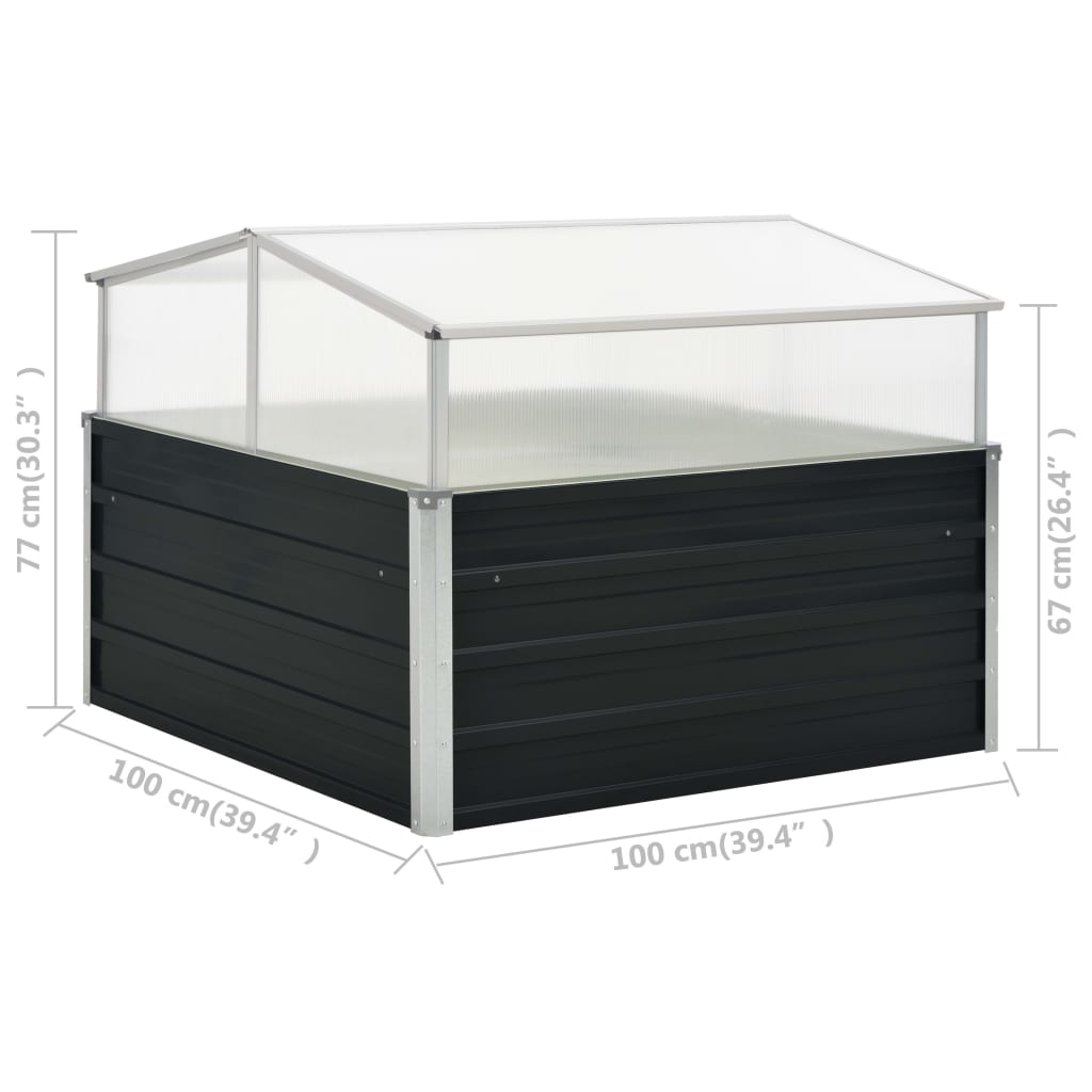 vidaXL Tuinkas 100x100x77 cm gegalvaniseerd staal antraciet - Aashly