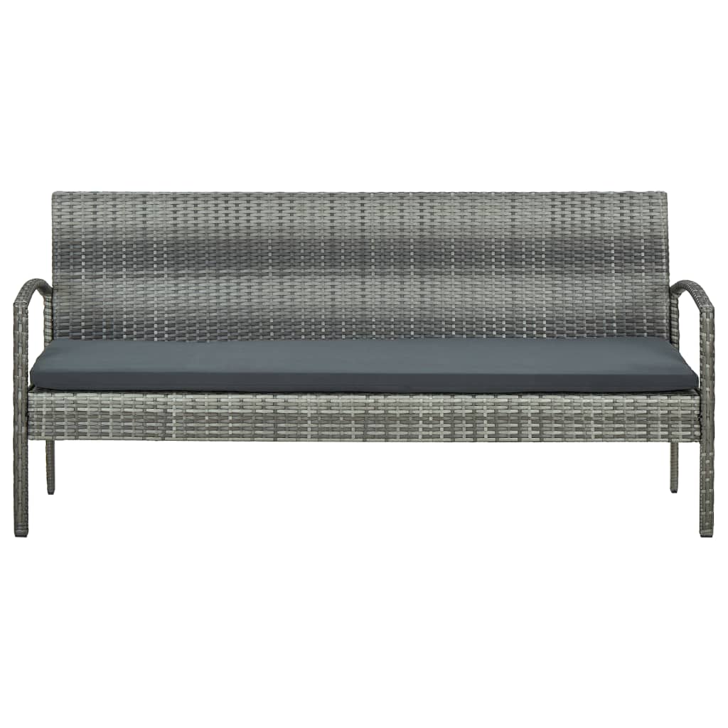 vidaXL 3-Seater Garden Bench with Cushions Poly Rattan Brown