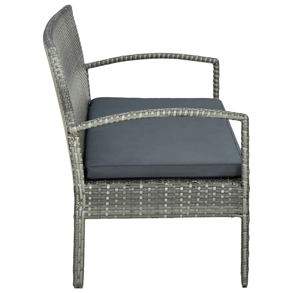 vidaXL Tuinbank 3-zits met kussens poly rattan bruin