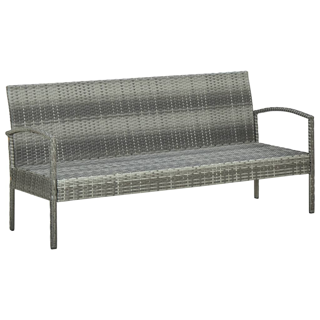 vidaXL 3-Seater Garden Bench with Cushions Poly Rattan Brown