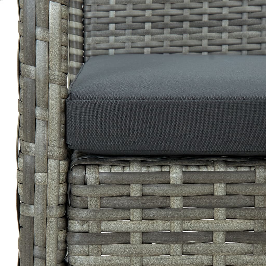 vidaXL 3-Seater Garden Bench with Cushions Poly Rattan Brown