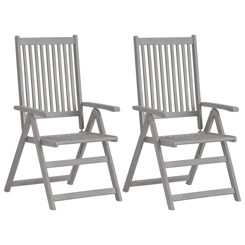 vidaXL Tuinstoelen 2 st verstelbaar massief acaciahout grijs - Aashly