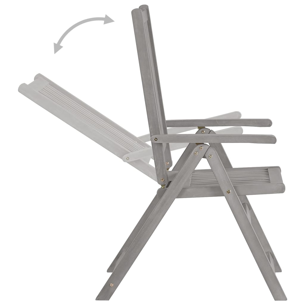 vidaXL Tuinstoelen 2 st verstelbaar massief acaciahout grijs - Aashly