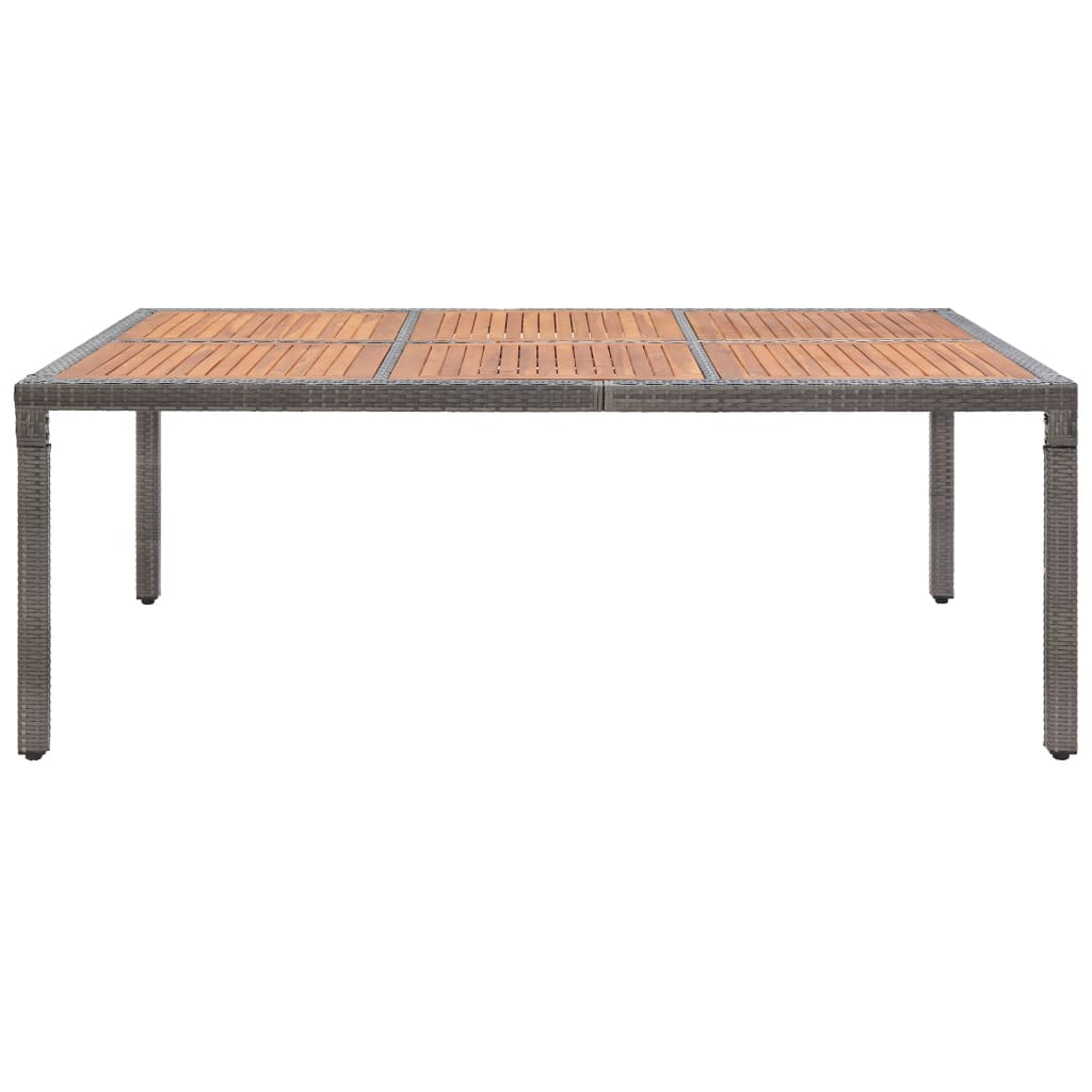vidaXL Tuintafel 200x150x74 cm poly rattan en massief acaciahout grijs