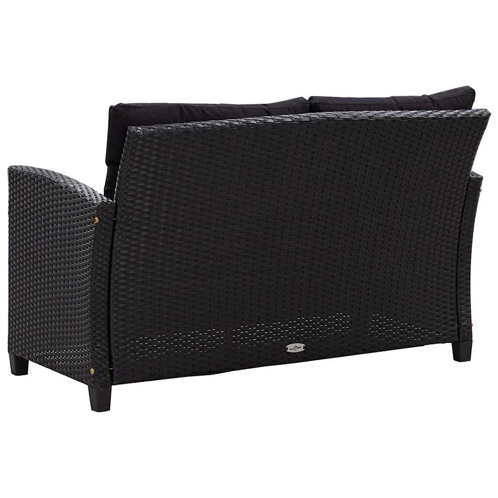 vidaXL 6-delige Loungeset met kussens poly rattan zwart - Aashly