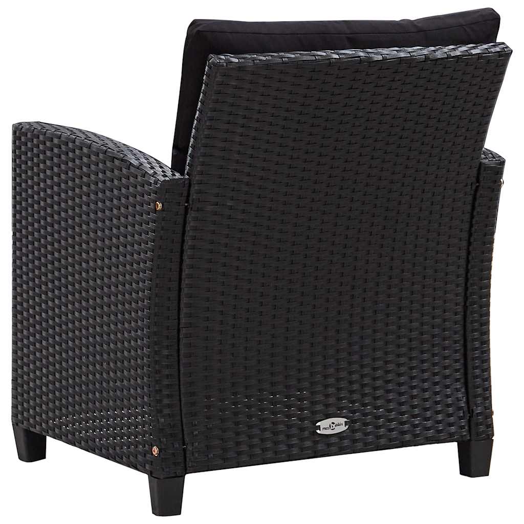 vidaXL 6-delige Loungeset met kussens poly rattan zwart - Aashly