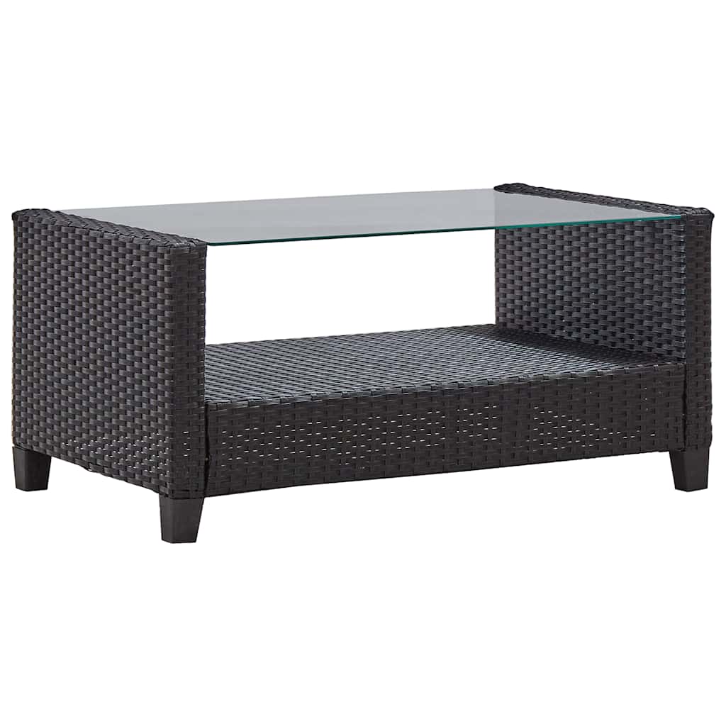 vidaXL 6-delige Loungeset met kussens poly rattan zwart - Aashly