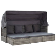 vidaXL Tuinbed met luifel poly rattan gemengd grijs - Aashly