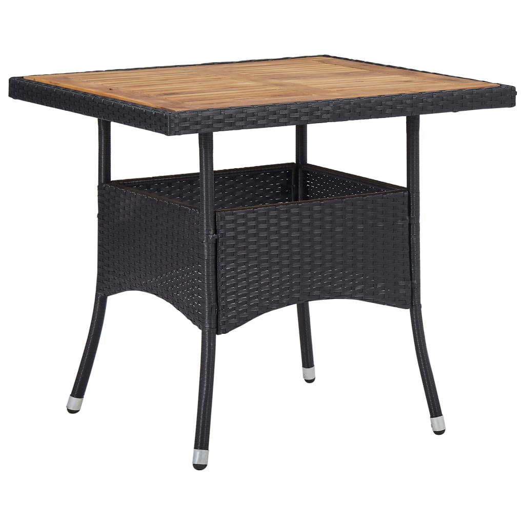 vidaXL Tuintafel poly rattan en massief acaciahout grijs - Aashly