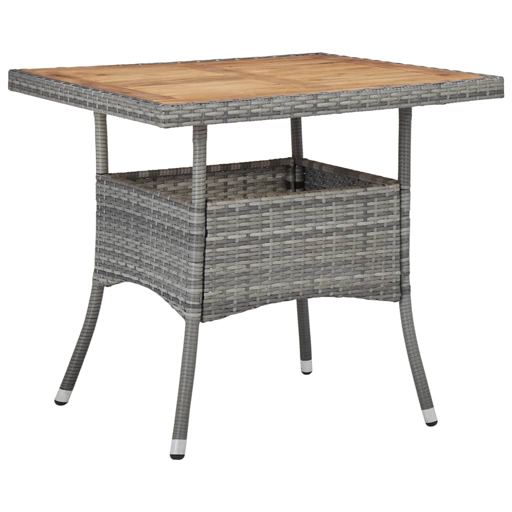vidaXL Tuintafel poly rattan en massief acaciahout grijs - Aashly