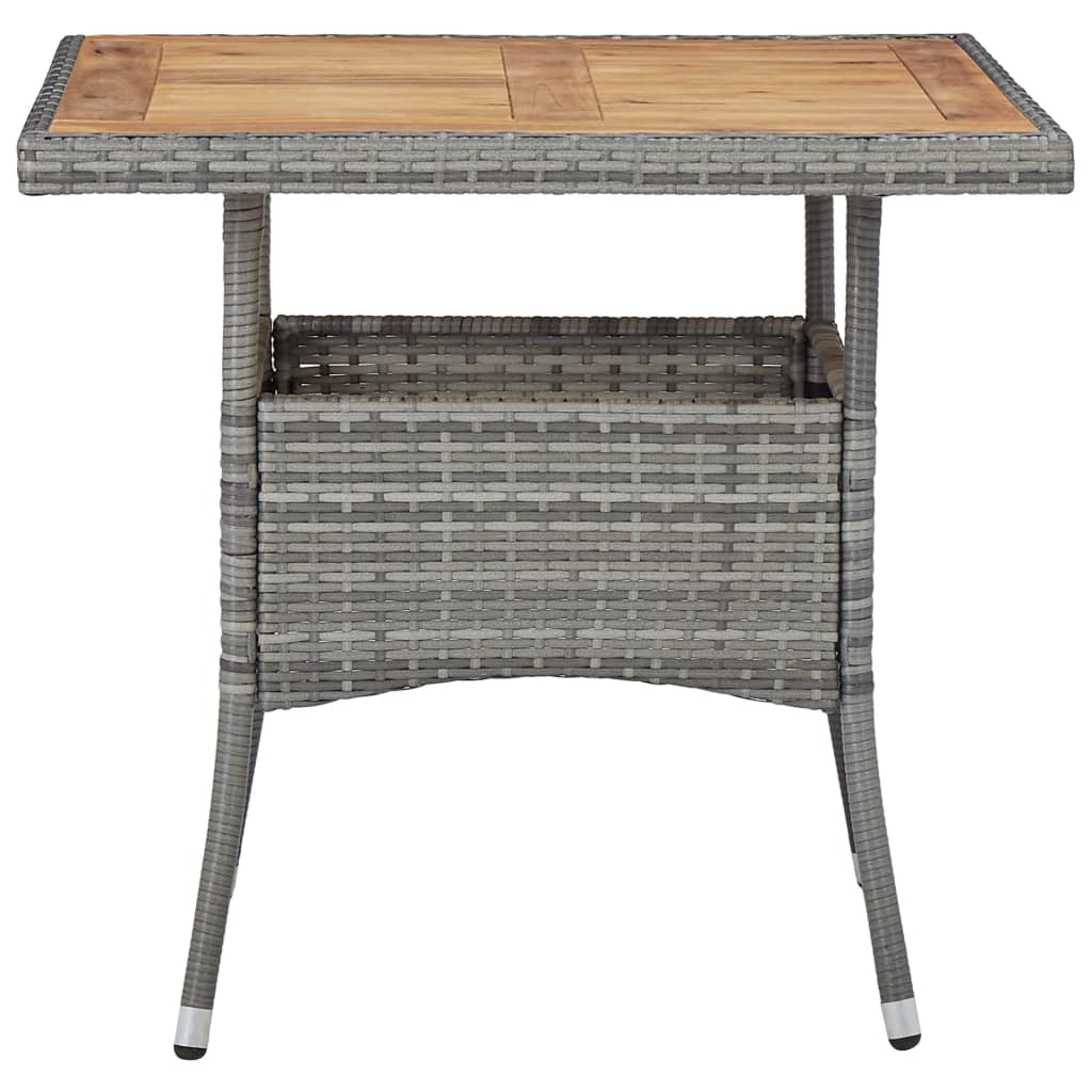 vidaXL Tuintafel poly rattan en massief acaciahout grijs - Aashly