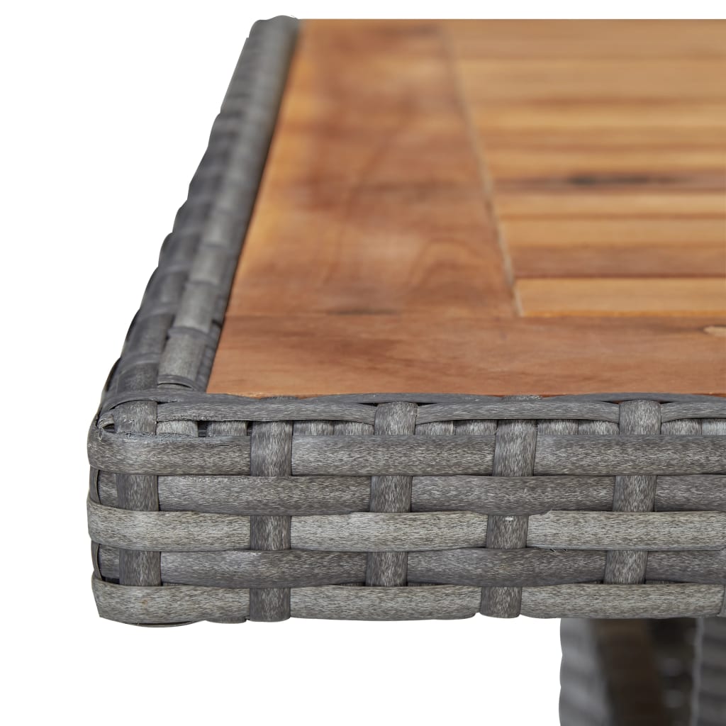 vidaXL Tuintafel poly rattan en massief acaciahout grijs - Aashly