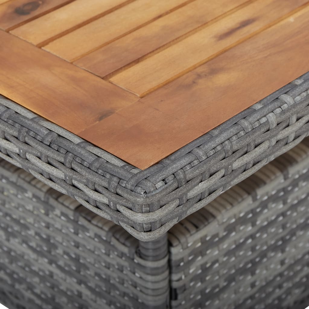vidaXL Tuintafel poly rattan en massief acaciahout grijs - Aashly