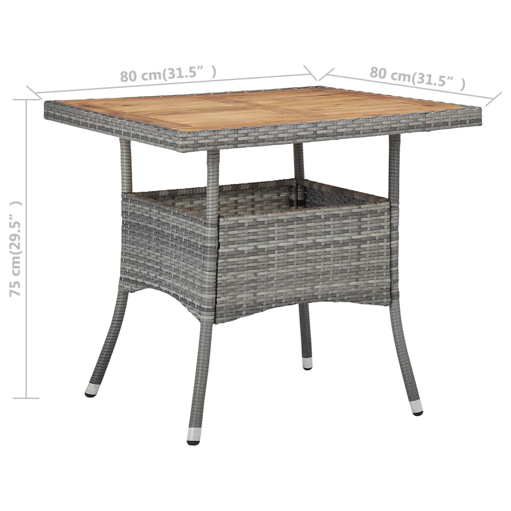 vidaXL Tuintafel poly rattan en massief acaciahout grijs - Aashly