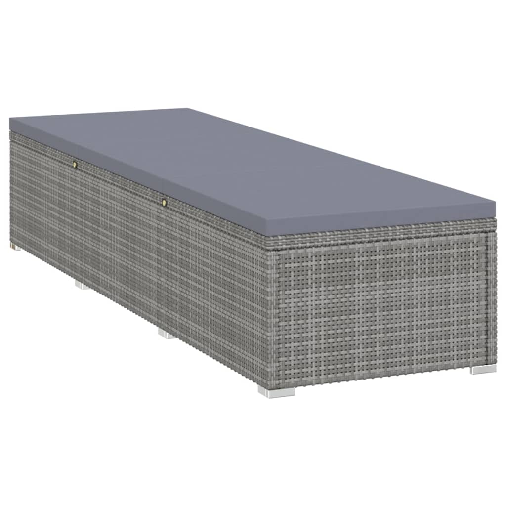 vidaXL Ligbed met kussen poly rattan grijs - Aashly