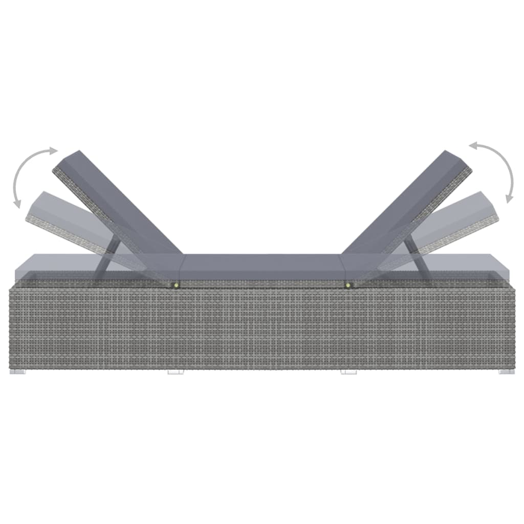 vidaXL Ligbed met kussen poly rattan grijs - Aashly