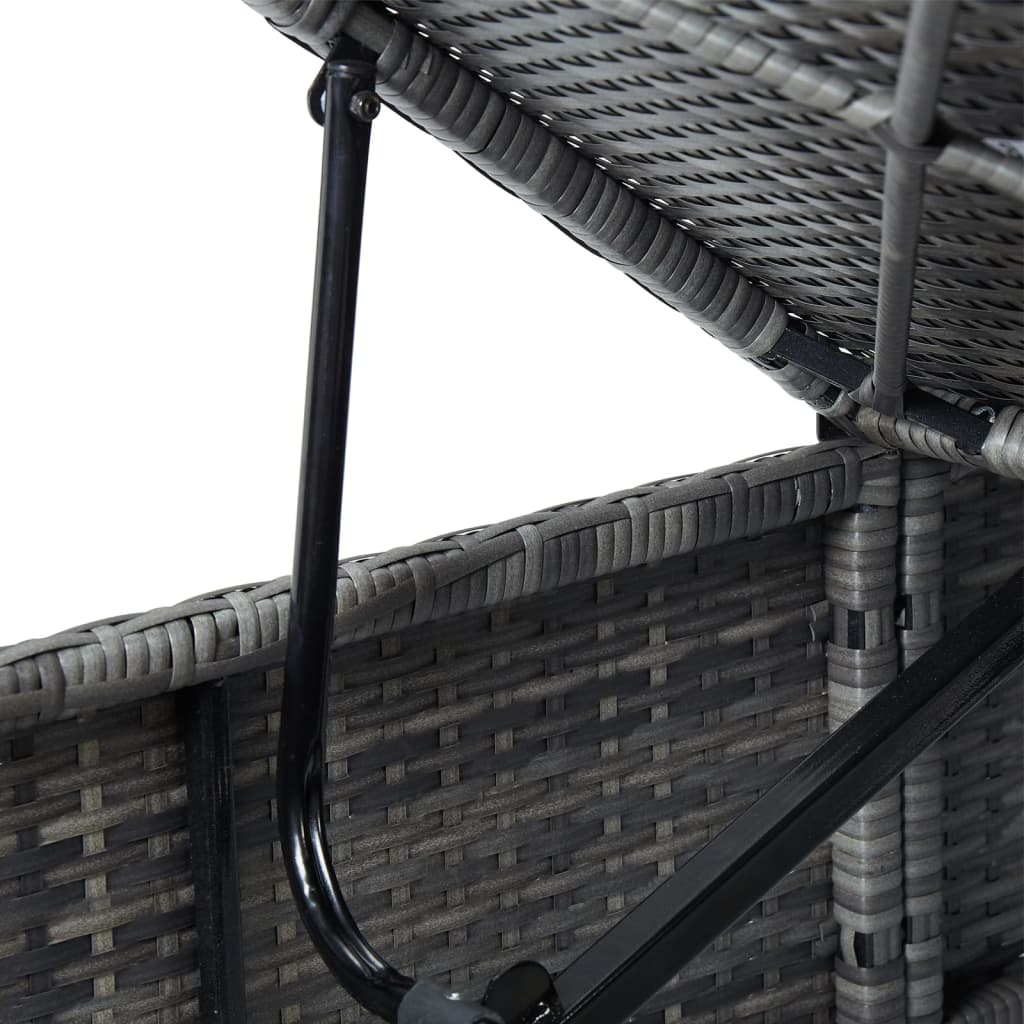vidaXL Ligbed met kussen poly rattan grijs - Aashly