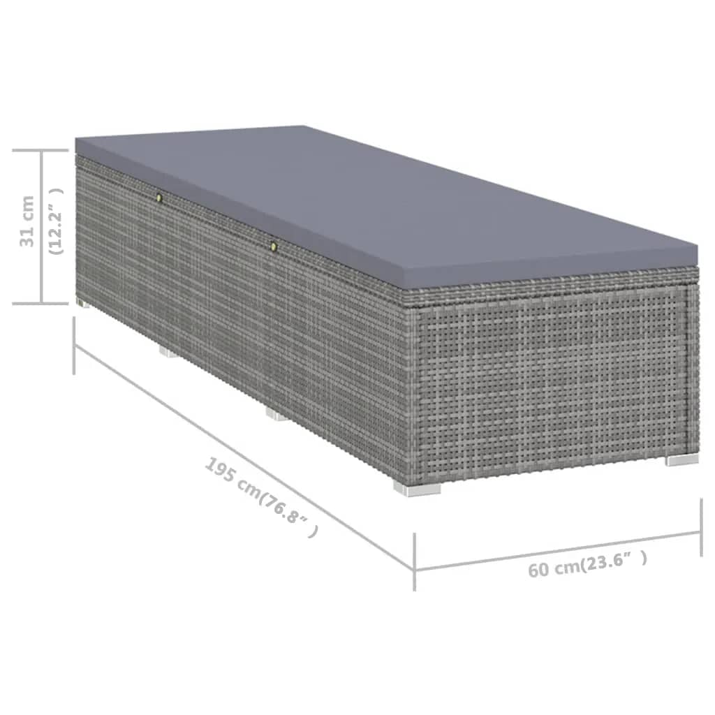 vidaXL Ligbed met kussen poly rattan grijs - Aashly